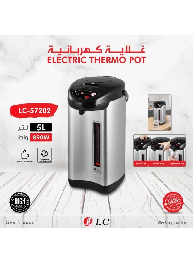 LC Electric Thermo Pot 5L Stainless Steel Hot Water Boiler – 890W, 3-Way Dispense (Air Pressure, Electric Pump, Cup Touch), Re-Boil & Dechlorinate Function, Auto Shut-Off - Image 1