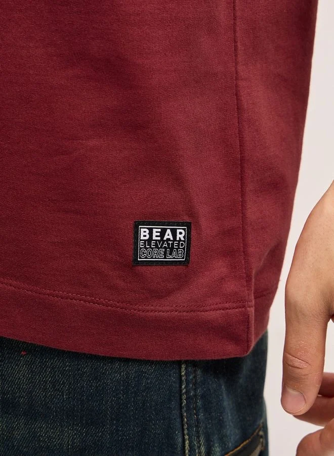 THE BEAR HOUSE Men's Red Oversize Graphic Printed Crew Neck T-shirt Perfect For Casual Wear, Gym, Travel, Or Layering Stylish And Versatile Essential For Every Wardrobe