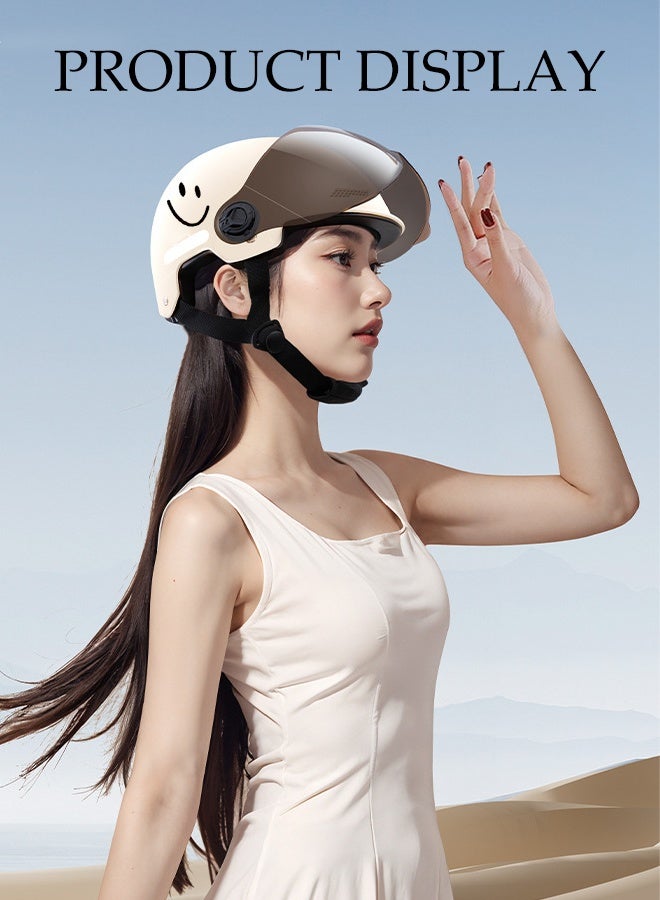 DUNISO Open Face Helmet, Scooter Helmet With Detachable Goggles, Adjustable Head Circumference, Shock And Fall Resistant, Comfortable And Breathable，Suitable For Both Men And Women  - Image 3
