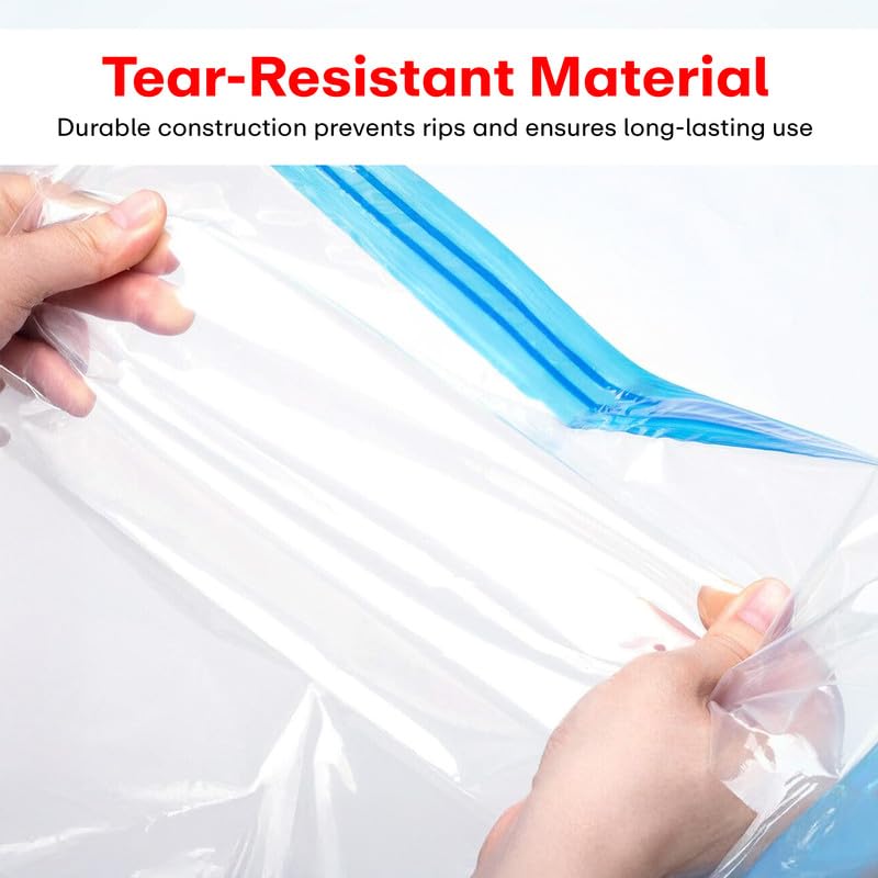 PRIME PICK Vacuum Storage Bags Hand Pump Compression Organizer Space Saving Multi Purpose Use Durable Plastic Clothes Bedding Travel Blue Pack Of 5 Assorted Sizes Small Medium Large - Image 2