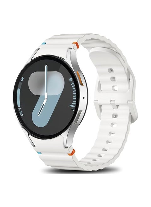 Compatible with Samsung Galaxy Watch 7 Str.ap 40 mm 44 mm - 2025 Upgraded No Gap Sport Silicone Strap for Galaxy 6 5 4 FE, 20 mm Strap for Watch Classic/Pro,  (White)