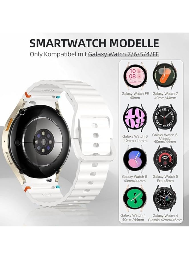 Generic - Compatible with Samsung Galaxy Watch 7 Str.ap 40 mm 44 mm - 2025 Upgraded No Gap Sport Silicone Strap for Galaxy 6 5 4 FE, 20 mm Strap for Watch Classic/Pro,  (White) - Image 1