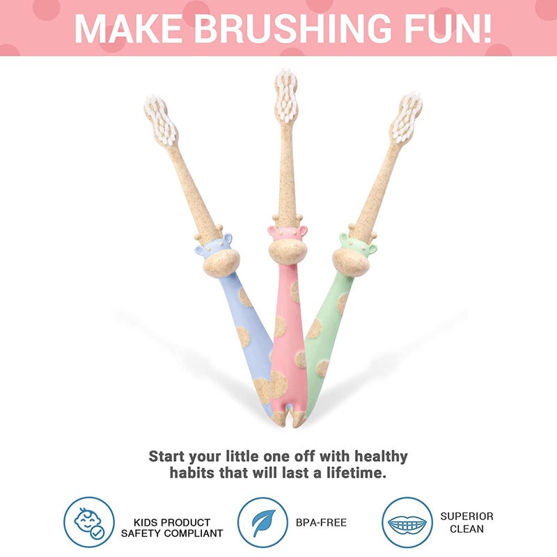 ANPEI ROARex Vegan Eco Friendly All Natural Kids Toothbrush Made from Plants â€“ Sweet Baby Giraffe | 100% Biodegradable and Compostable | 1% for The Planet Product - Image 4