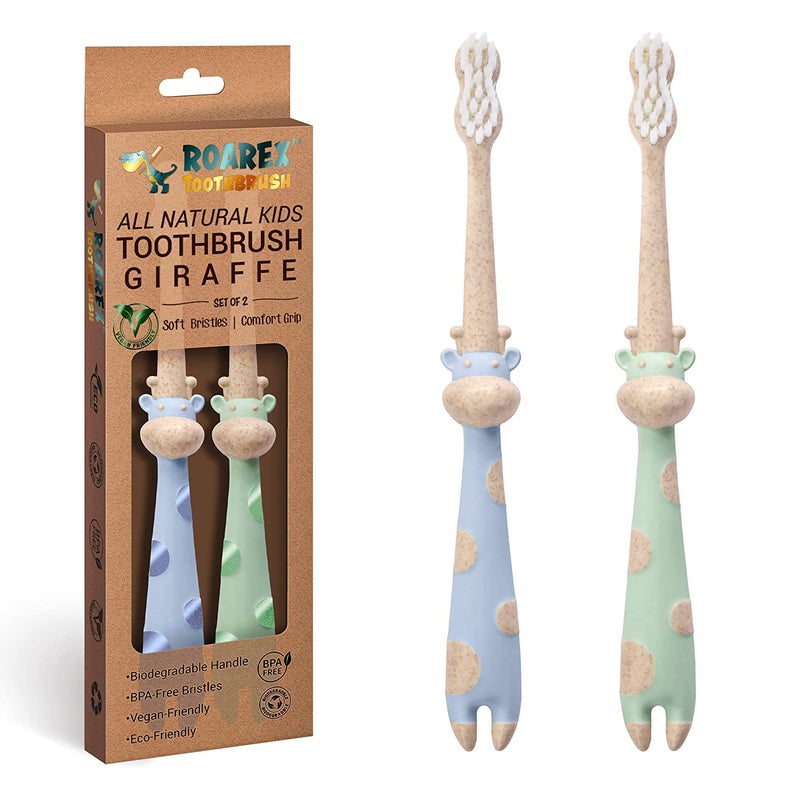 ANPEI ROARex Vegan Eco Friendly All Natural Kids Toothbrush Made from Plants â€“ Sweet Baby Giraffe | 100% Biodegradable and Compostable | 1% for The Planet Product - Image 1