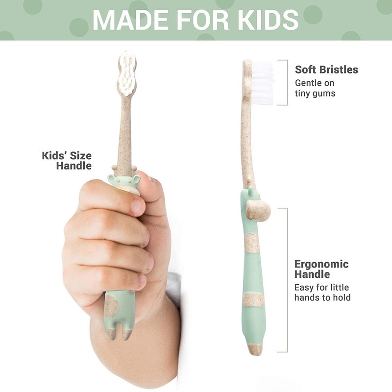 ANPEI ROARex Vegan Eco Friendly All Natural Kids Toothbrush Made from Plants â€“ Sweet Baby Giraffe | 100% Biodegradable and Compostable | 1% for The Planet Product - Image 3