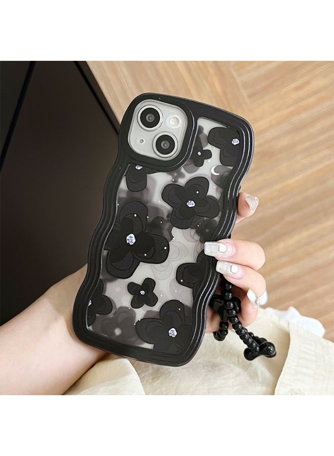 NIBEMINENT Big Waves Protective TPU Case Cover For iPhone 16 Pro Max, Flowers And Moonlight