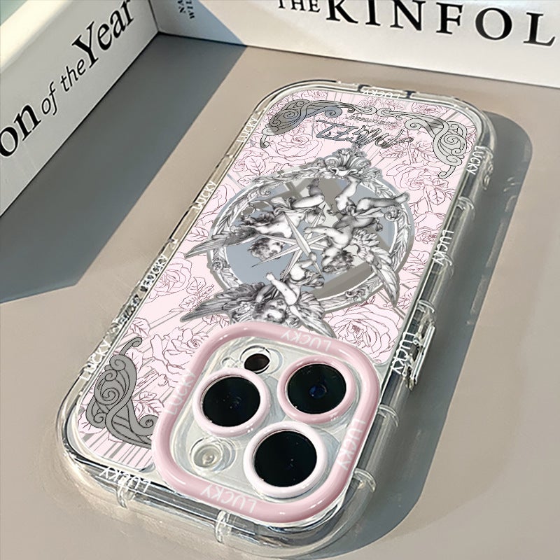 Ins لطيف الملاك مناسبة لشركة أبل 15 جديد Iphone16 حالة الهاتف المحمول 14Promax مرآة 17 مكافحة السقوط 13 - Image 4