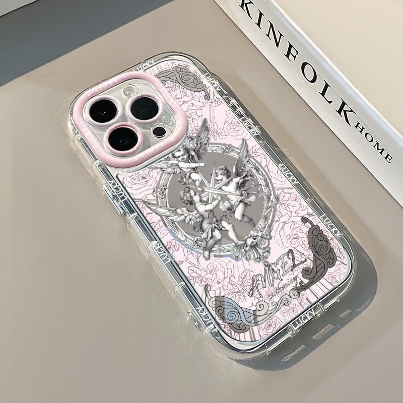 Ins لطيف الملاك مناسبة لشركة أبل 15 جديد Iphone16 حالة الهاتف المحمول 14Promax مرآة 17 مكافحة السقوط 13 - Image 5