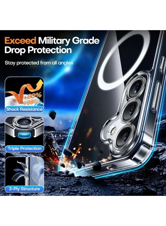 YMak Electronics YMak Case for Samsung Galaxy S26 Ultra,Compatible with MagSafe,Camera Raised Lip with Full Protection, Delayed Yellowing,Shockproof Bumper Phone Cover, Hard PC Back (Clear) - Image 4