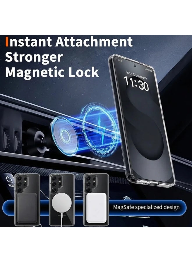 YMak Electronics YMak Case for Samsung Galaxy S26 Ultra,Compatible with MagSafe,Camera Raised Lip with Full Protection, Delayed Yellowing,Shockproof Bumper Phone Cover, Hard PC Back (Clear) - Image 2