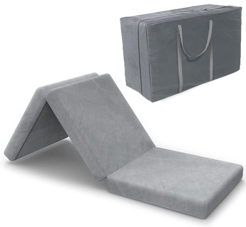 SINWEEK SINWEEK TriFolding Mattress Foam Topper 38 x 75 x 4 Inch Folding Pad with Removable Cover