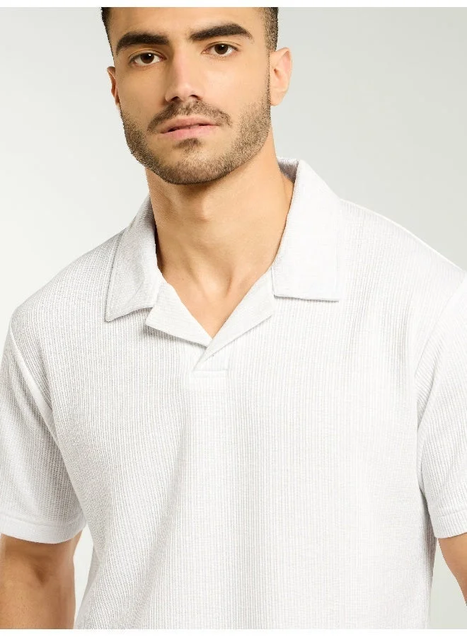 Beyoung White Lapel Collar Polo T-Shirt