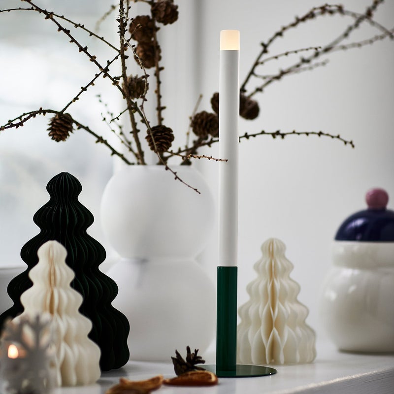 Strala Battery-Operated LED Pillar Candle Light, Green, 35 cm - Image 2