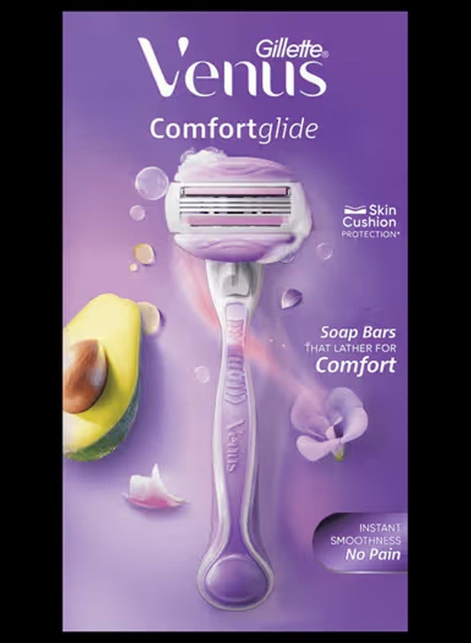 Venus Gillette Venus ComfortGlide Women’s Razor – Avocado Scent - Built-in Soap Bars for Smooth & Comfortable Shave - Image 1