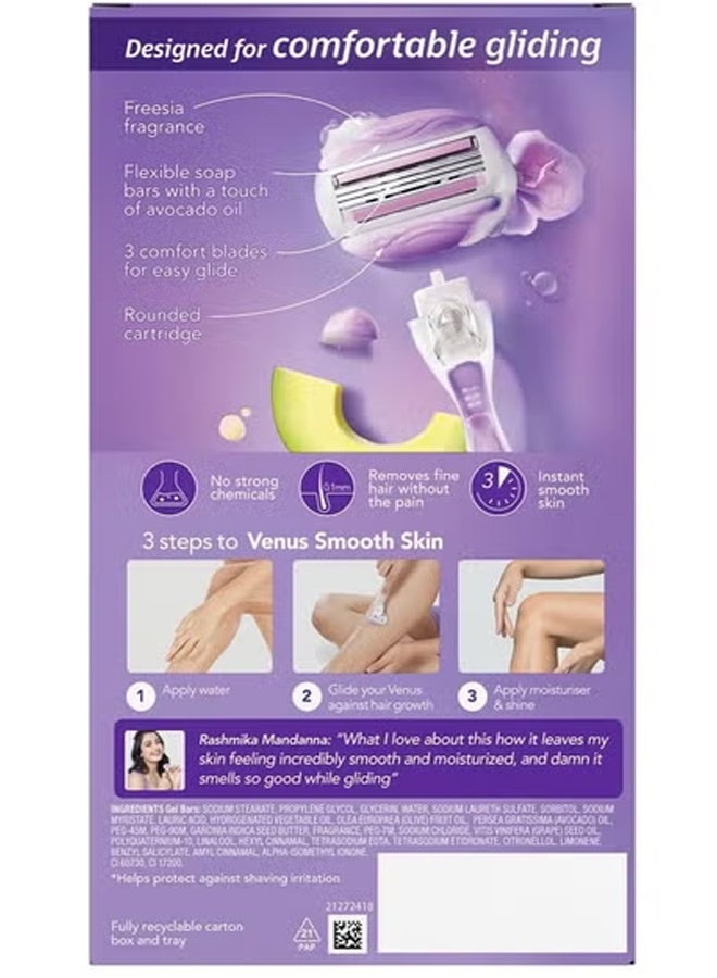 Venus Gillette Venus ComfortGlide Women’s Razor – Avocado Scent - Built-in Soap Bars for Smooth & Comfortable Shave - Image 3