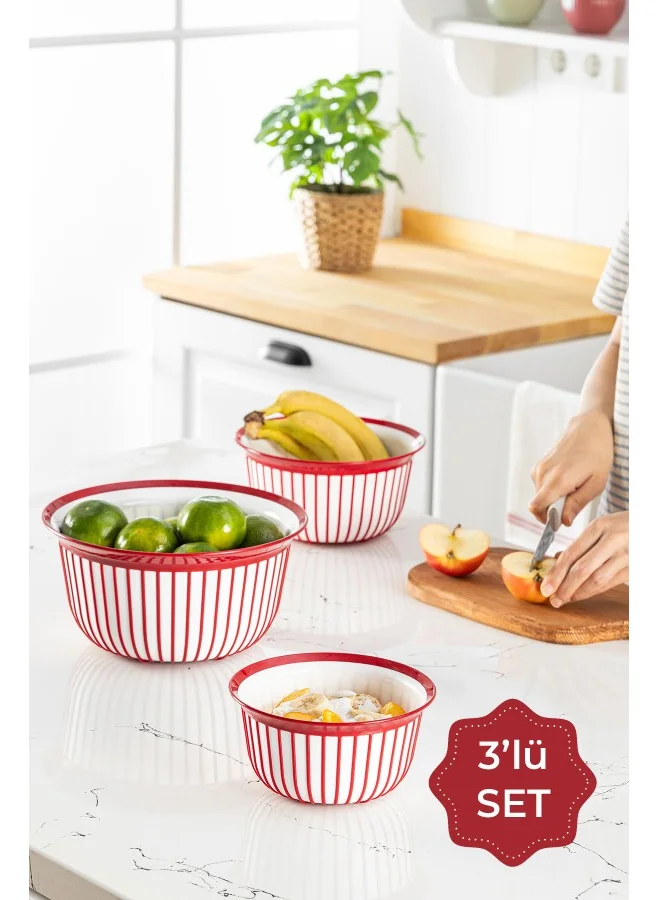 Vienev 3-Piece Linea Bowl Set Red 1x(1, 2, 3 Liters)