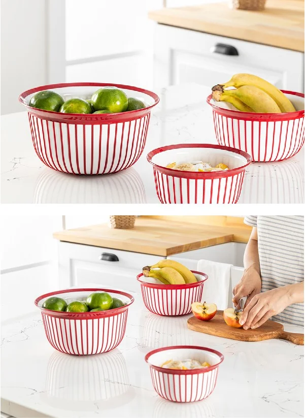 Vienev 3-Piece Linea Bowl Set Red 1x(1, 2, 3 Liters)