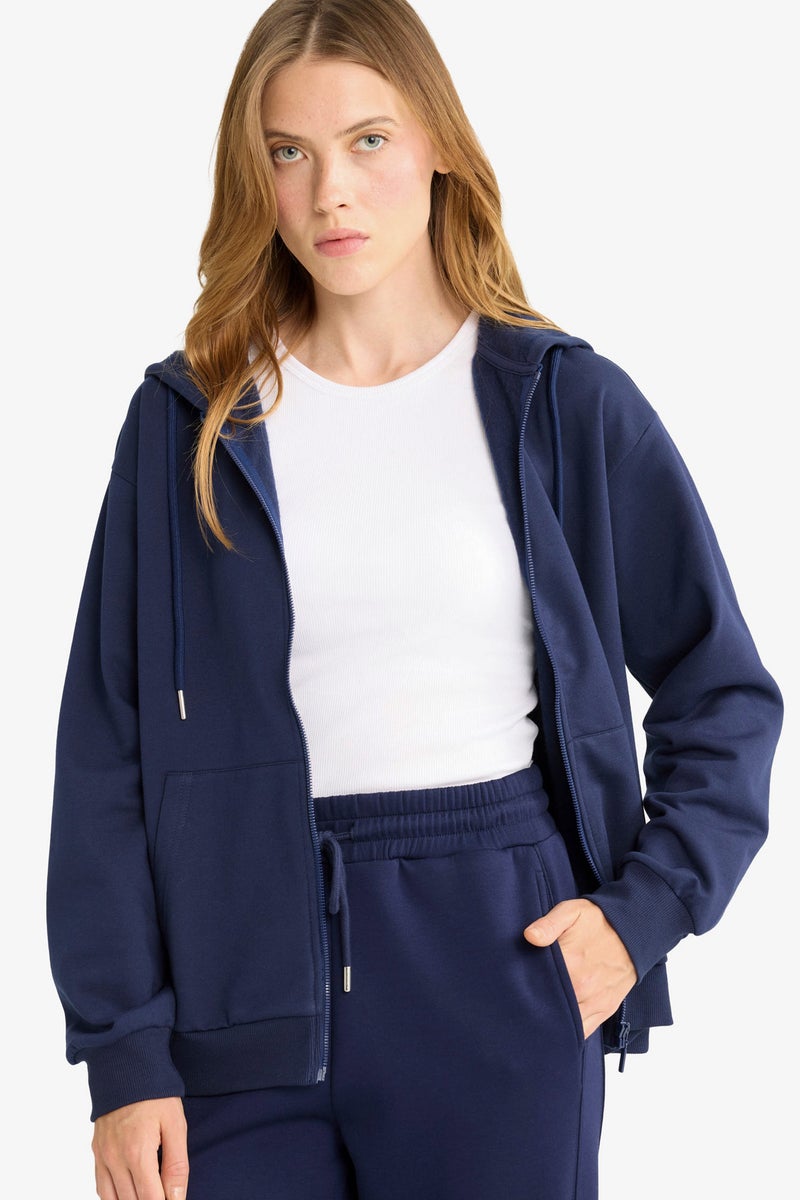 DeFacto Blue Woman Relax Fit Thin Fabric Cardigan Casual - Image 1