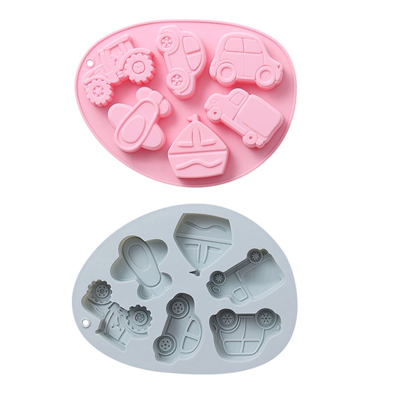 4 pcs Vehicle Theme Candy Chocolate Molds 3D Vehicle Silicone Fondant Mold - Image 1