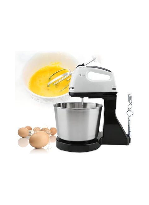Hand Blender Mixer - Electric Egg Beater For Cake Making and Beater For Whipping Cream Beater For Mix Cream Beater 7 Speed, 2L Bowl, Beaters & Dough Hooks – 100W Power, Model: E32