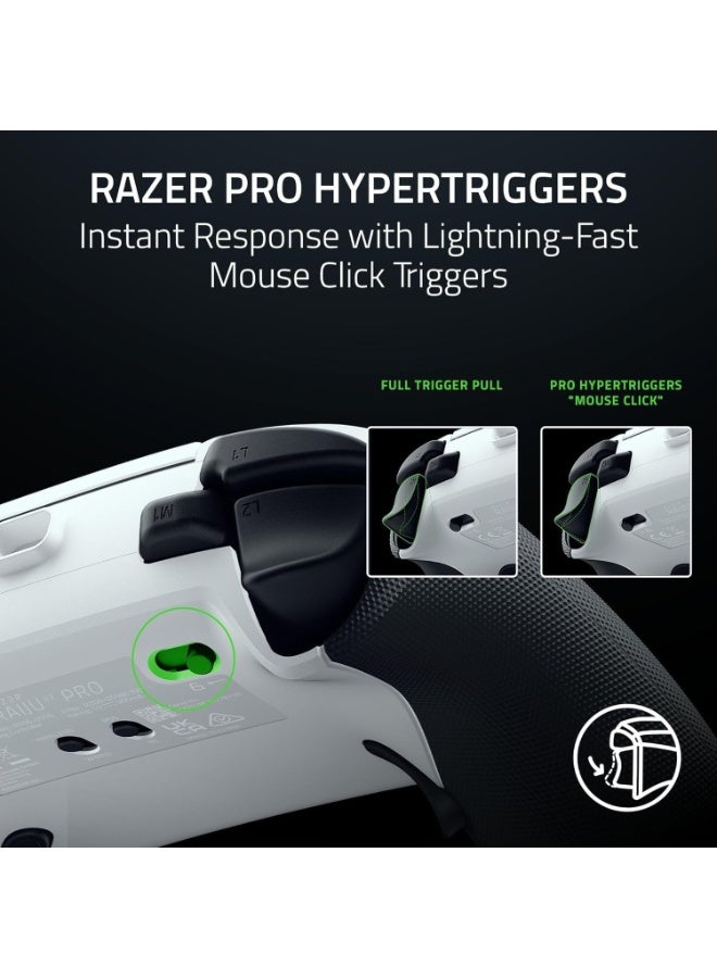 RAZER Raiju V3 Pro Wireless Esports Controller for PlayStation 5 & PC: 4 Removable Mouse Click Back Buttons & 2 Claw Grip Bumpers, Symmetrical TMR Thumbsticks, Razer Pro HyperTriggers - White - Image 4