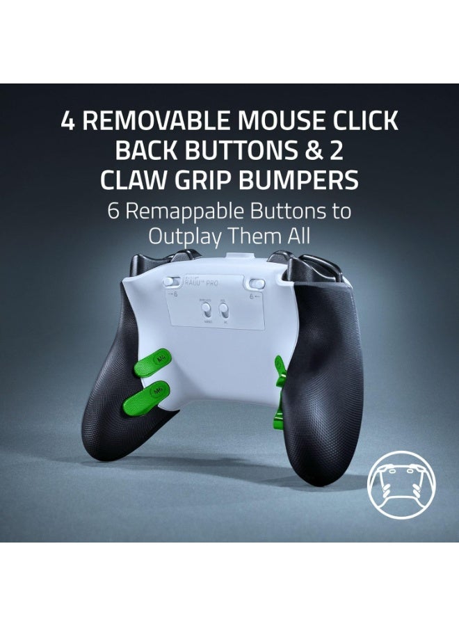 RAZER Raiju V3 Pro Wireless Esports Controller for PlayStation 5 & PC: 4 Removable Mouse Click Back Buttons & 2 Claw Grip Bumpers, Symmetrical TMR Thumbsticks, Razer Pro HyperTriggers - White - Image 2