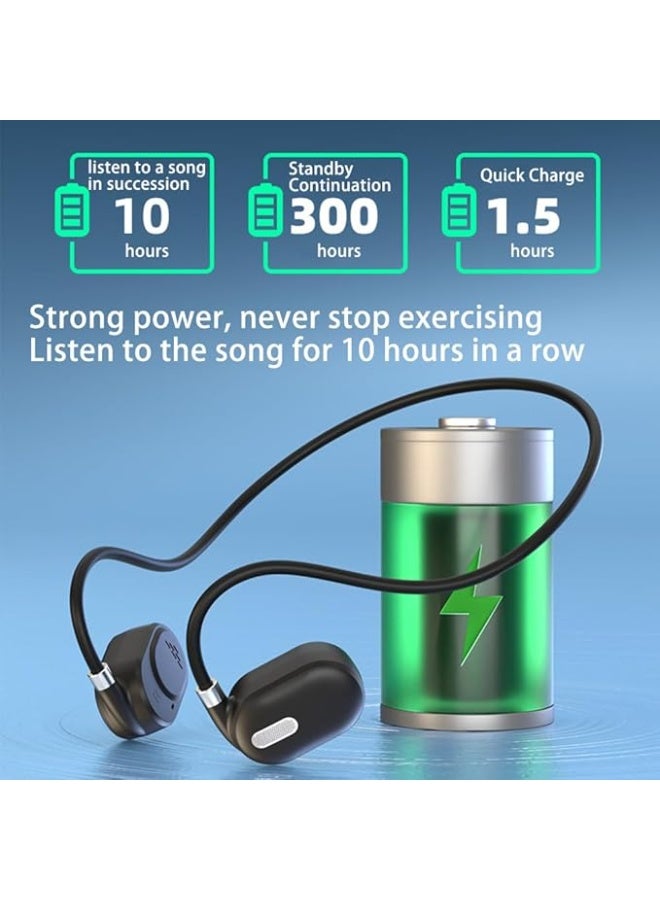 Open-back earbuds, air conduction headphones, Bluetooth 5.3, touch-sensitive wireless headphones, 10 hours of playback time, sweat-resistant sports headphones, suitable for running, cycling and working out (black). - Image 4