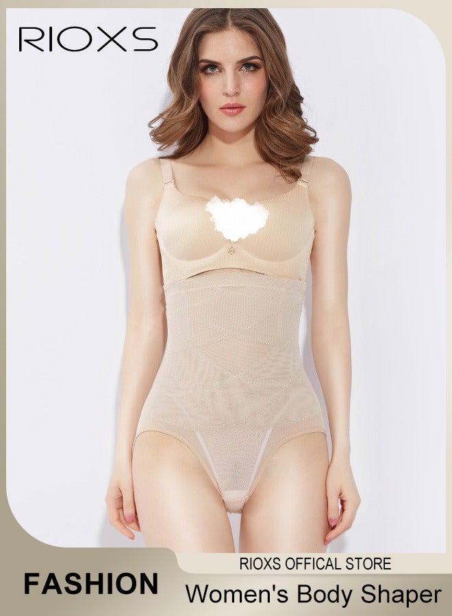 RIOXS Women's Shapewear, High Waisted Tummy Control Shorts Body Shaper for Ladies, Breathable Seamless Sculpting Shaper Shapewear for Everyday Wear, Beige - Image 1