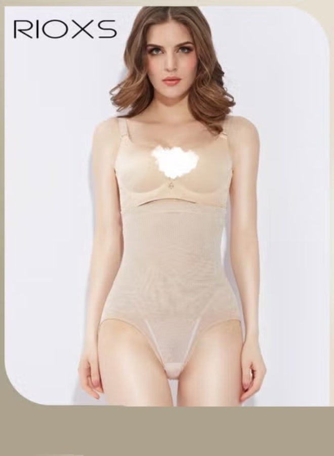 ريوكس ملابس داخلية نسائية، شورتات عالية الخصر لتنحيف البطن، ملابس داخلية نسائية لتنحيف الجسم، ملابس داخلية منحوتة قابلة للتنفس وبدون خياطة للارتداء اليومي، بيج - Image 1