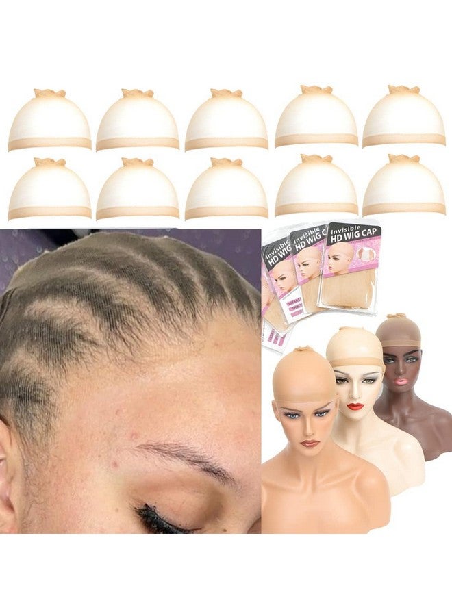 FDBJulyy 10 Pcs Transparent Hd Wig Cap Thin Nylon Cap For Women Suitable For Parties Weddings Graduations Cosplay Halloween - Image 1