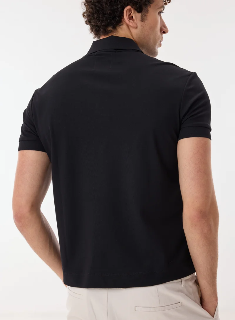 Ashita Fernandes  Alistair Men’s Black Poly Cotton T-Shirt – Body-Fitted Half Sleeve Slip-On Lightweight Evening Wear for Men | Best Price UAE