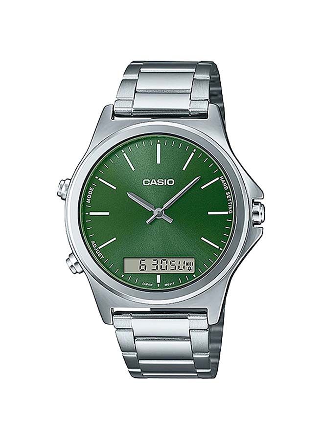 ساعة معصم ستانلس ستيل تناظرية ورقمية MTP-VC01D-3EUDF - 47 مم - فضي