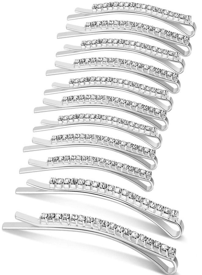 Amariver 24 Pcs Rhinestone Hair Accessories: Sparkly Crystal Bobby Pins, Shiny Hair Clips for Women and Girls (Silver) - Image 1