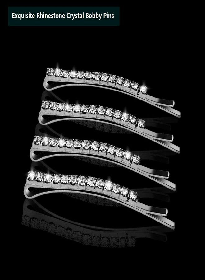 Amariver 24 Pcs Rhinestone Hair Accessories: Sparkly Crystal Bobby Pins, Shiny Hair Clips for Women and Girls (Silver) - Image 3