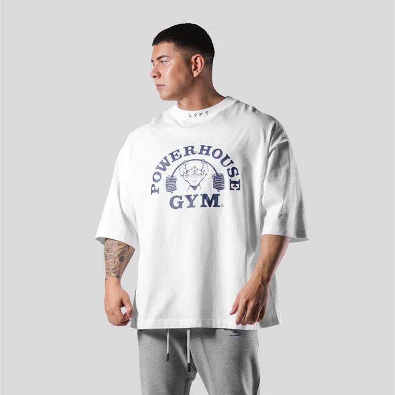 Lyft Power House Joint Selling Plus Size Cotton Short Sleeve T-Shirt Men'S Half Sleeve Shoulder Top - Image 2