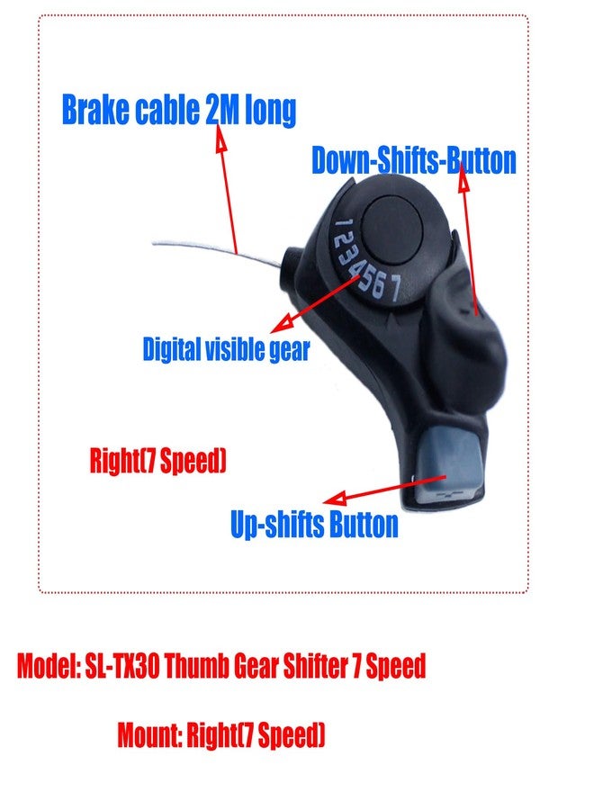 Yinprwi Bike 7 Speed Shifter, Right Thumb Gear Shifters, TX30 Shift Lever,Transmission Bike Gear Shifter AccessoriesOutdoor Mountain Bicycle for Road Bike City Bike Mountain Bike - Image 2