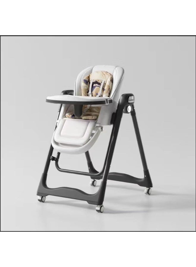 2-in-1 Electrical Baby Swing & Highchair with 5-Level Height, Wheels, and Leather Seats - Image 2