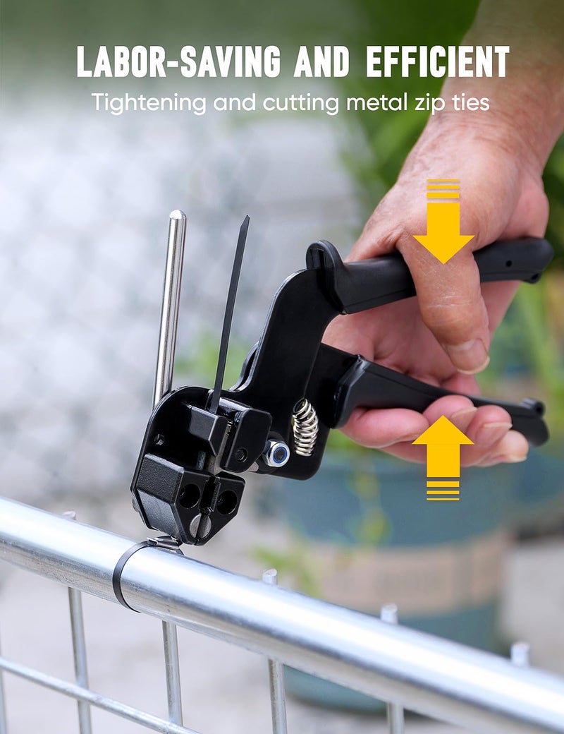 XUTTUM Metal Cable Ties Black 150 Pcs 11.8 Inch  With Special Fastening And Cutting Tools  Multi-Purpose Stainless Steel Cable Ties  Suitable For Vehicles  Farms  Fences  Pipe Bundling And Other Scenes - Image 4