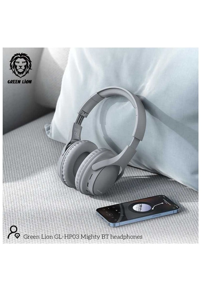 GREEN LION Comfort Plus Headphone Wireless Version 5.3 4mm Speaker 7 Hours Playtime Thin & Light Comfortable to Wear with Control Buttons - Grey - Image 3