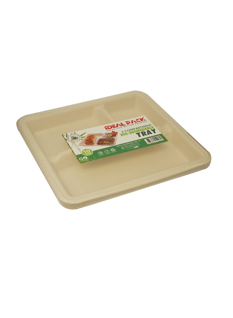 Ideal pack light brown biodegradable tray 10 pcs - Image 1