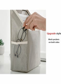 KASTWAVE Wall Hanging Organizer Bag Closet Hanging Storage for Pocket Bathroom Dormitory Storage With Hook Linen Cotton Organizer Box Containers For Bedroom Kitchen Living Room Gray  - Image 4
