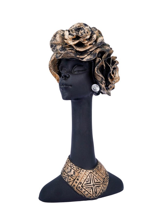 GUNENDRA®Handicrafts Matte Finish African Flower Lady Showpiece for Home Decor | Black Lady Figurine | Exotic Tribal Art Piece |11" - Image 2