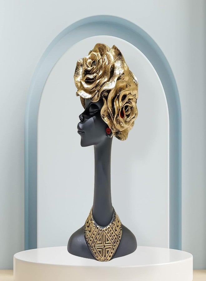 GUNENDRA®Handicrafts Matte Finish African Flower Lady Showpiece for Home Decor | Black Lady Figurine | Exotic Tribal Art Piece |11" - Image 1