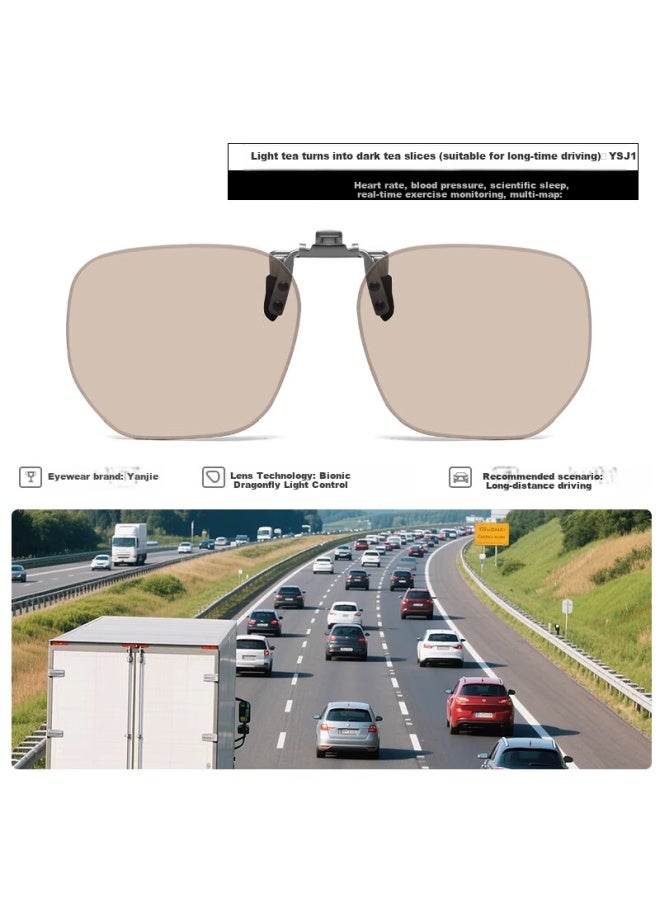 Bertha Gradient Color Driving Clip-on Sungl For Men, Nearsighted, Day And Night Use, Back-to Special - Image 1