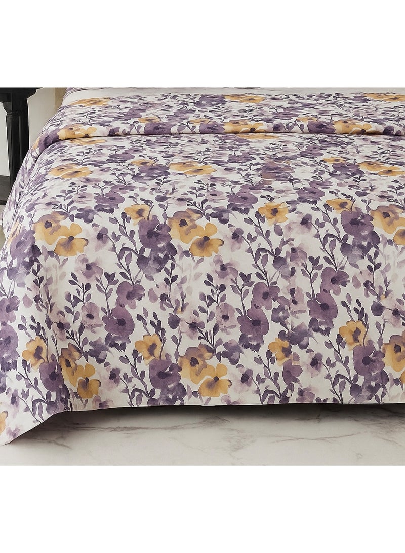 3 Pieces Flat Bedsheet Set with Floral Pattern King Size Bed Pillow Cover Set with 1 Bedsheet  2 Pillow - Image 2