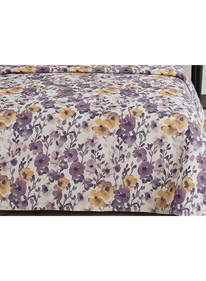3 Pieces Flat Bedsheet Set with Floral Pattern King Size Bed Pillow Cover Set with 1 Bedsheet  2 Pillow - Image 3