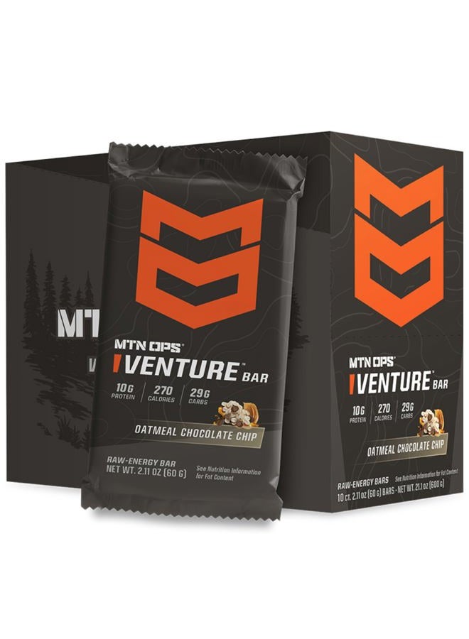MTN OPS Venture Bar | Oatmeal Chocolate Chip Energy Bar | 10g Protein + Gluten-Free Nutrient Dense Peanut-Based Raw Energy Bar | 10 Bars per Box - Image 1