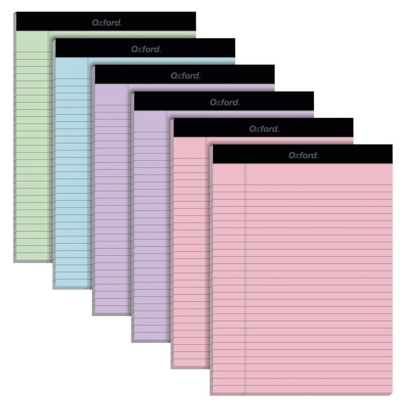 Oxford Color Writing Pads, Wide Rule, Small Legal Pads, Writing Pads, Notebooks for School and Office, 4 Assorted Colors: 2 Pink, 2 Purple, 1 Blue, 1 Green, 8.5 inch x 11.75 inch (1017038) - Image 1