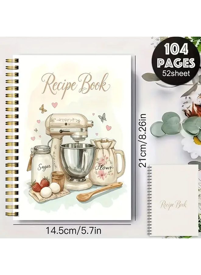 Vintage Recipe Notebook 50 Page Kitchen Journal Meal Planner Organizer 5.5x8.3 Retro Cookbook For Home Chefs - Image 2