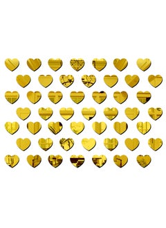 Bikri Kendra Bikri Kendra Hearts Golden 50 Decorative Mirror Stickers for Wall Wall Mirror Stickers 3D Acrylic Stickers Wall Stickers for Hall Room Bed Room Kitchen Living Room Kids Room 